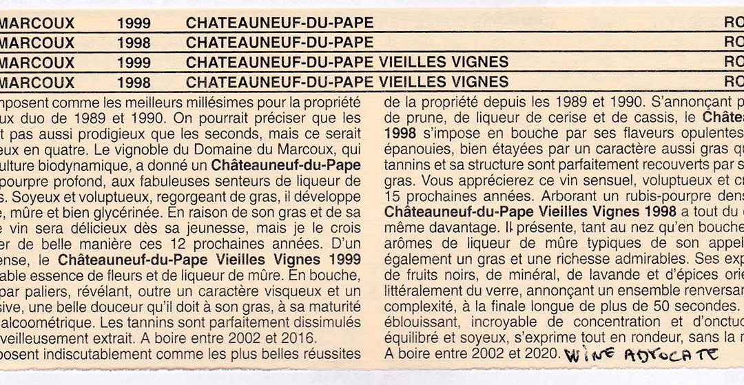 Robert Parker – Millésimes : 1998 – 1999