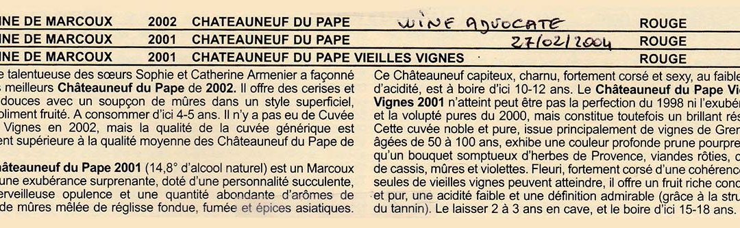 Robert Parker – Millésimes : 2001 – 2002