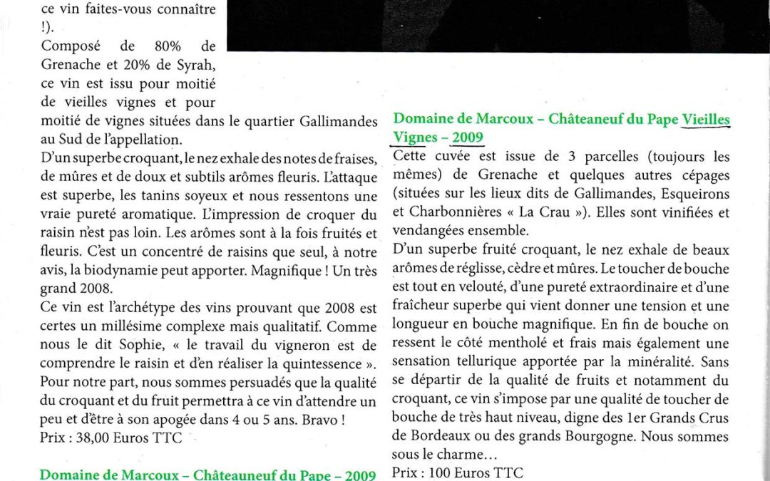 Revue Anthocyanes – millésime : 2008 – 2009