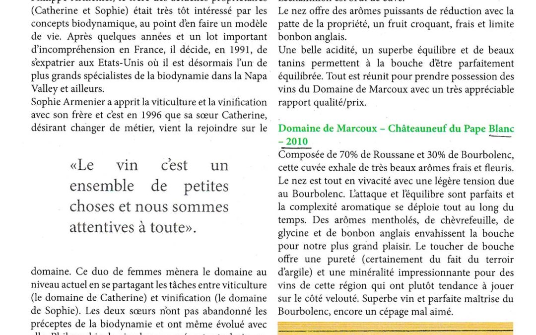 Revue Anthocyanes – Millésime : 2010