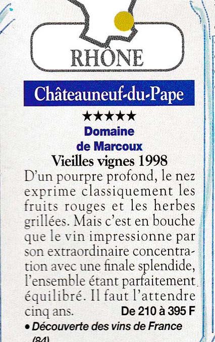 Revue du vin de France – Millésimes : 1998