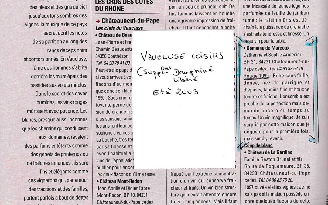 Vaucluse Loisirs – Millésimes : 1999
