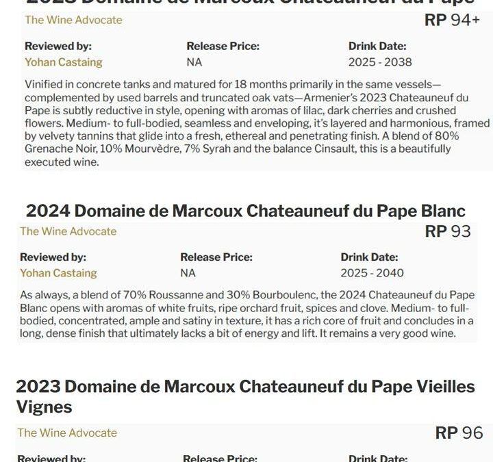 Wine Advocate Oct2025 blanc 2024 et rouges 2023